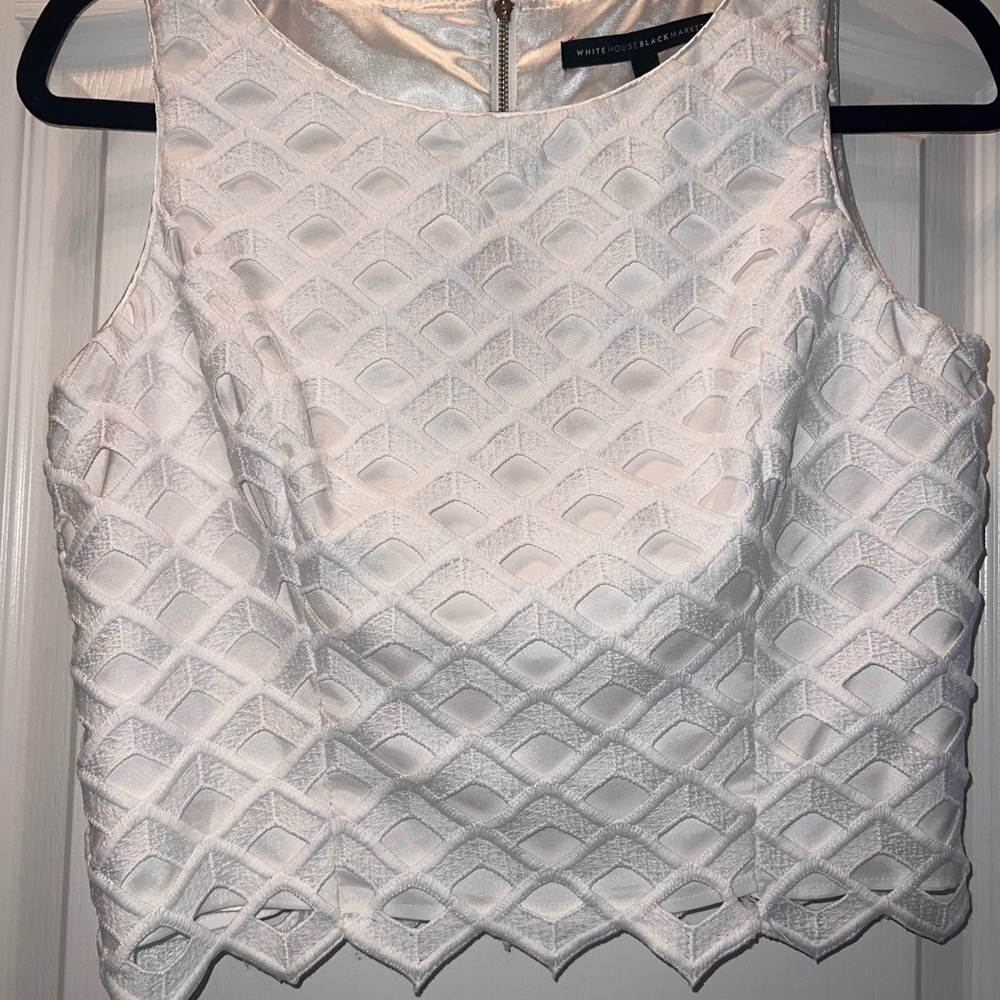 White House Black Market White Textured Crop Top
